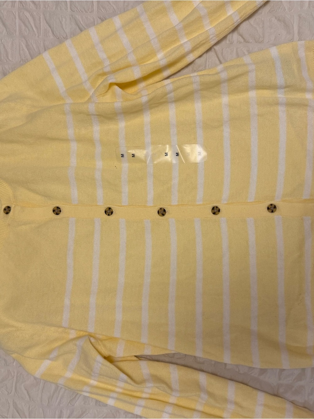 GAP Yellow and White Striped Button Cardigan